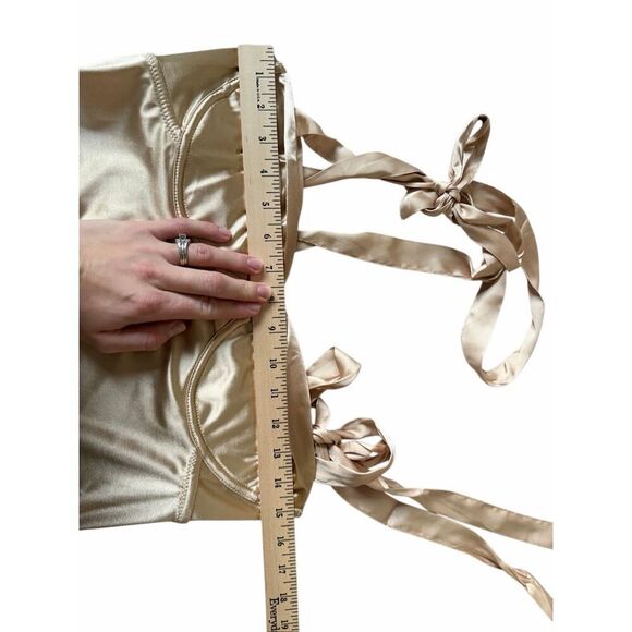 NEW Free People Casino Got Glam Tie Strap Satin Midi Latte Gold Sleeveless Dress - Picture 8 of 12